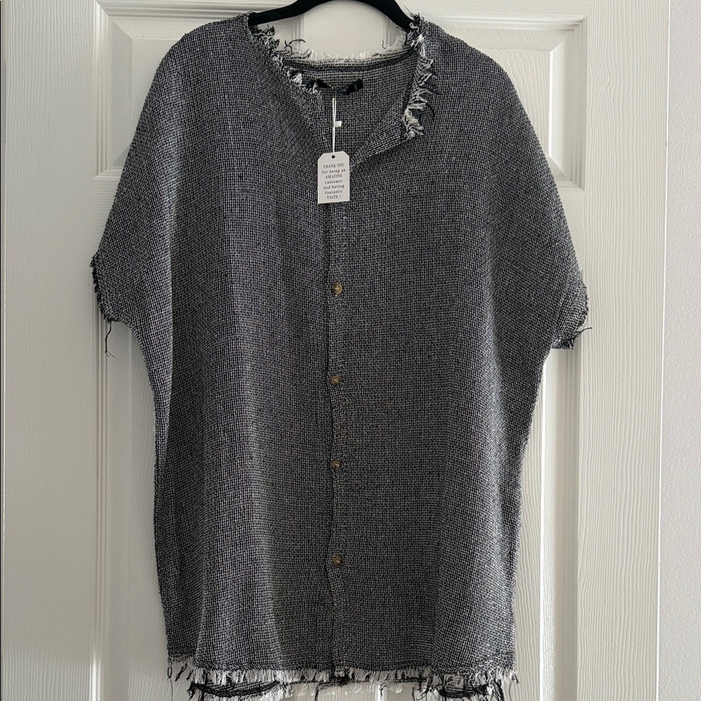 Gray Frayed Edge Women's Tunic Top